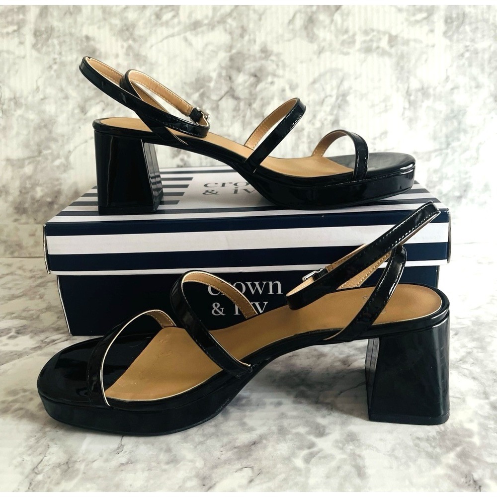 Crown & Ivy Women's Candace sandal platform block heel black size 8 Medium